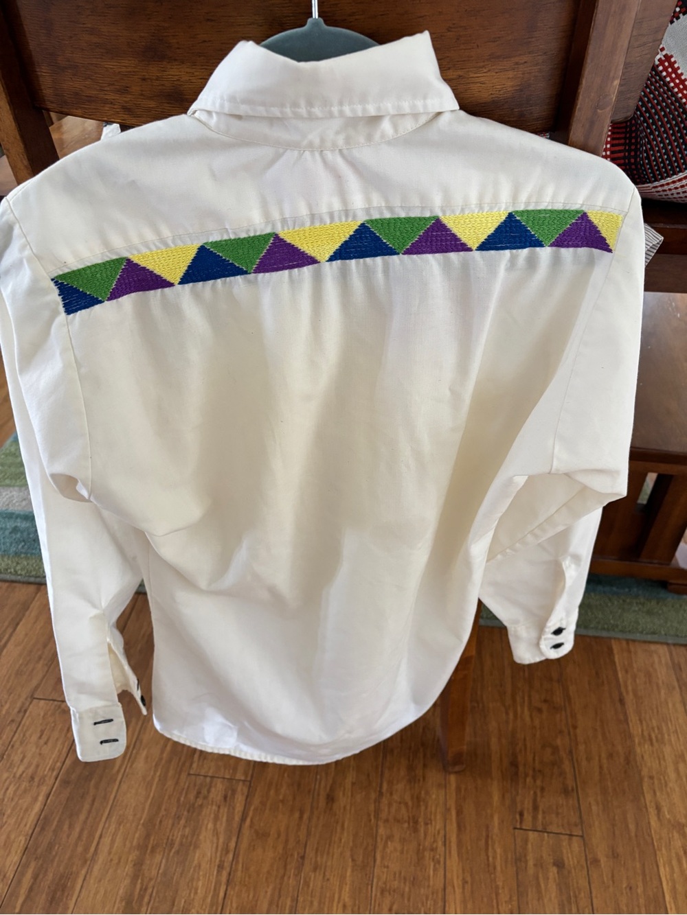 Levi’s 1970s vintage cream Western Shirt Colorful Embroidered Flower & Parrot - Picture 3 of 14